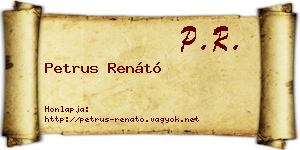 Petrus Renátó névjegykártya